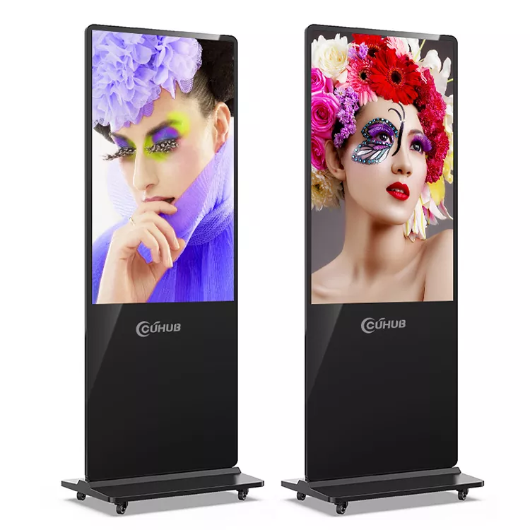 Máquina de publicidad con pantalla táctil vertical para interiores